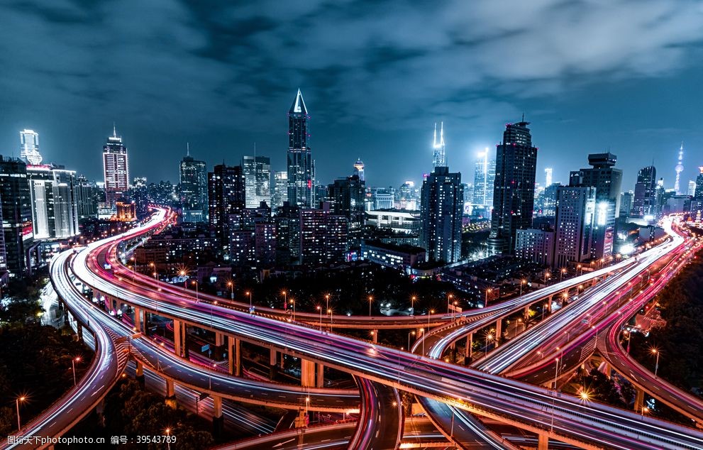 城市夜景高架桥背景海报素材图片图片 图行天下素材网